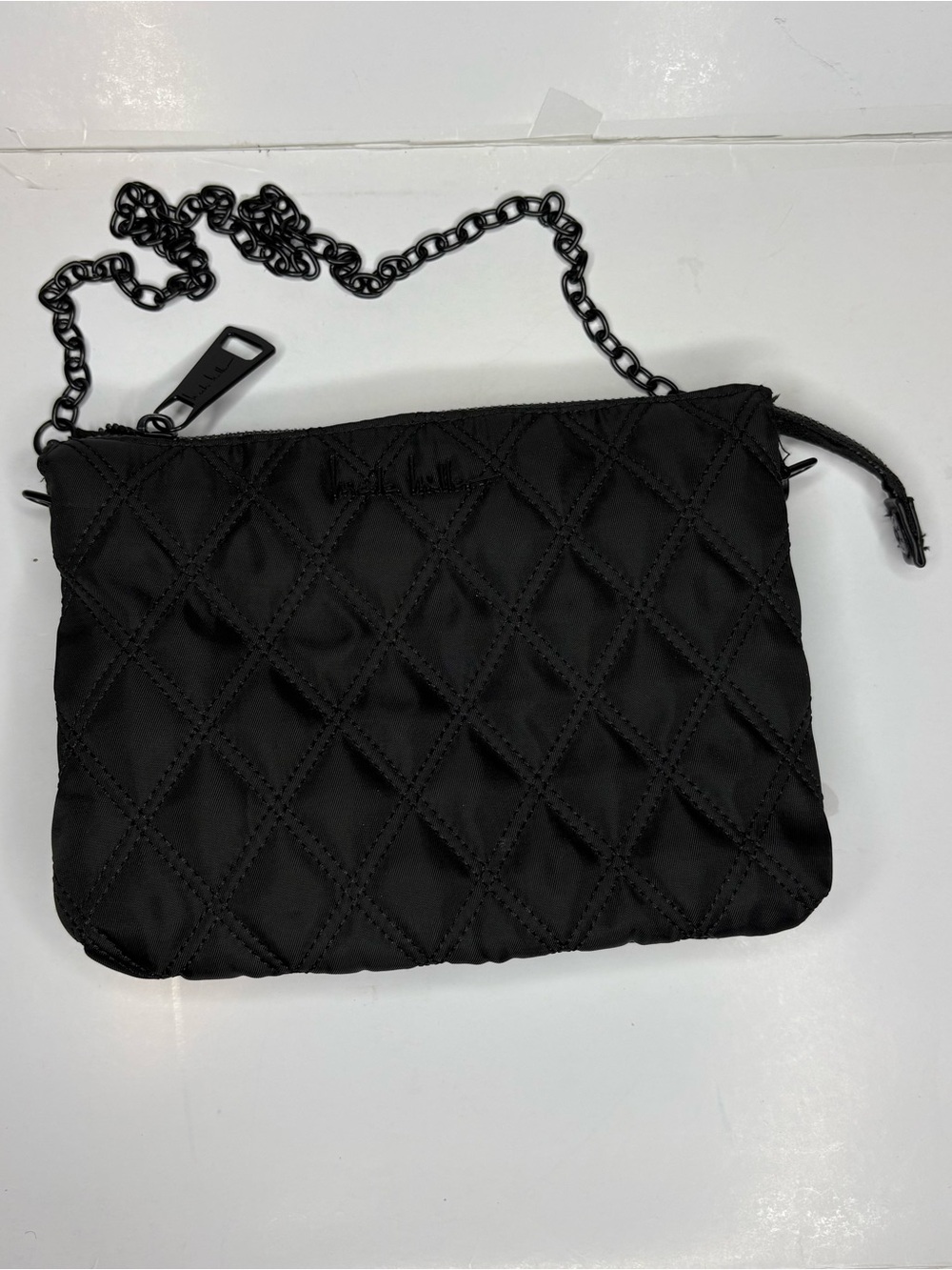 Nicole Miller Quilted Black Crossbody with Chain Strap